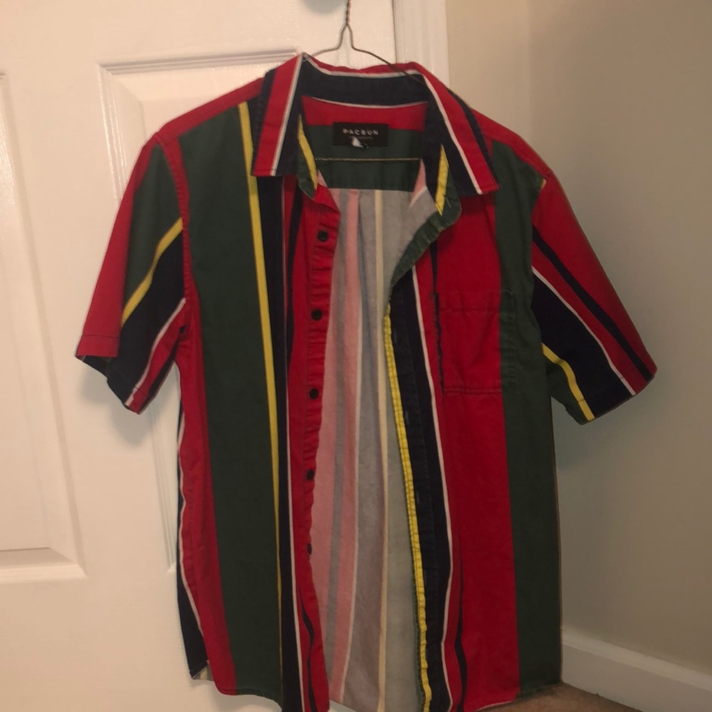 Pacsun multicolored vertical stripped button down